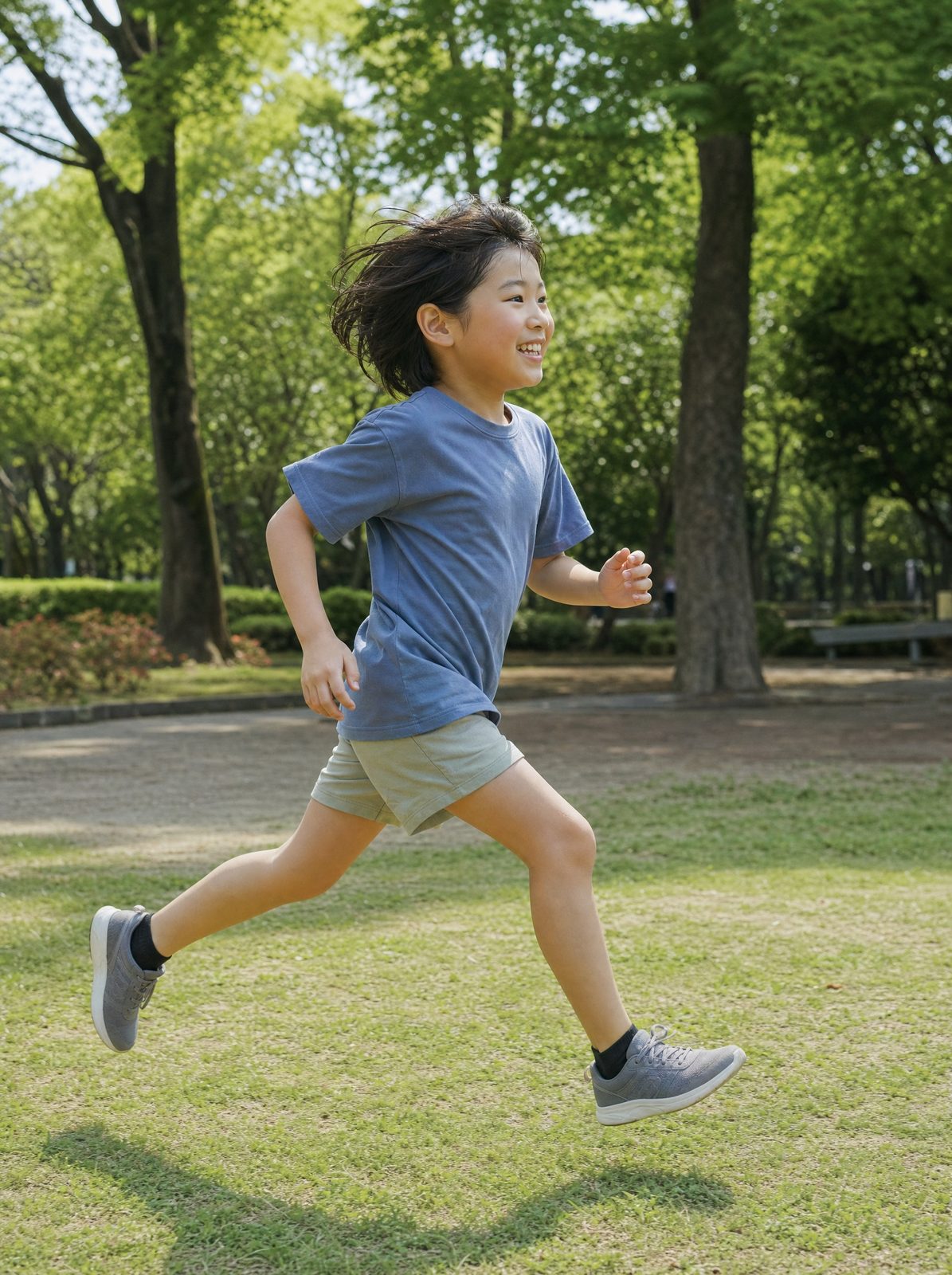 アルコットのキッズ用インソールをはいて走る子ども